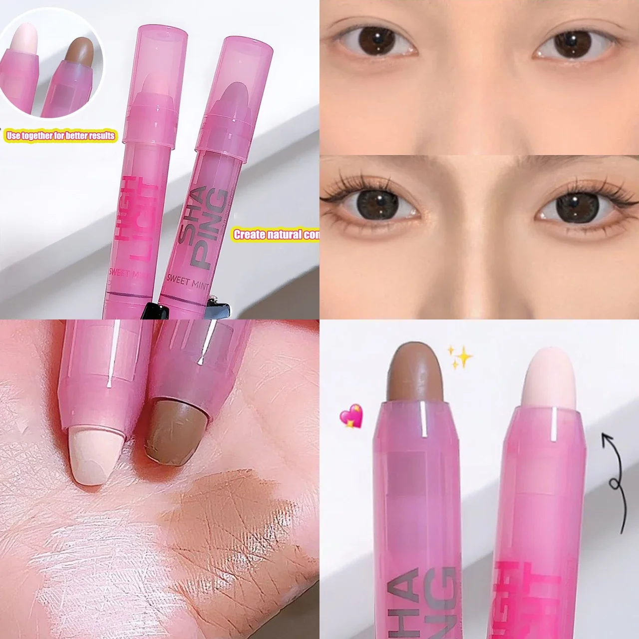 Cream Contour Stick Porcelain White Highlighting Contouring Pen Smooth Easy-to-Blend Face Contour Makeup Sculpting Concealer Pen