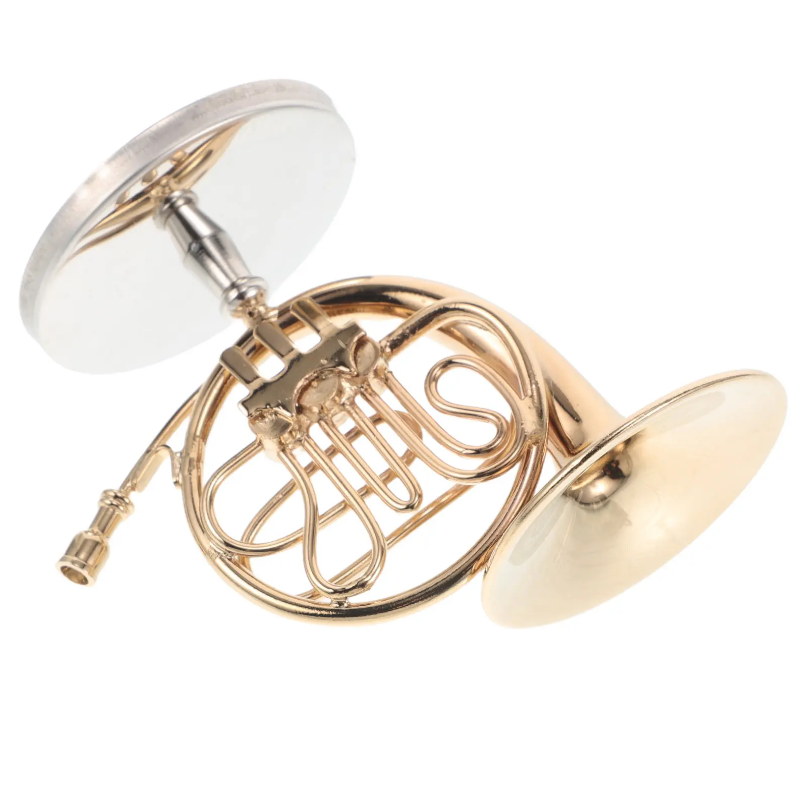 

Миниатюрный французский рожок ручной работы с подставкой и футляром, изящный музыкальный инструмент, реалистичный дизайн для коллекционеров и любителей.