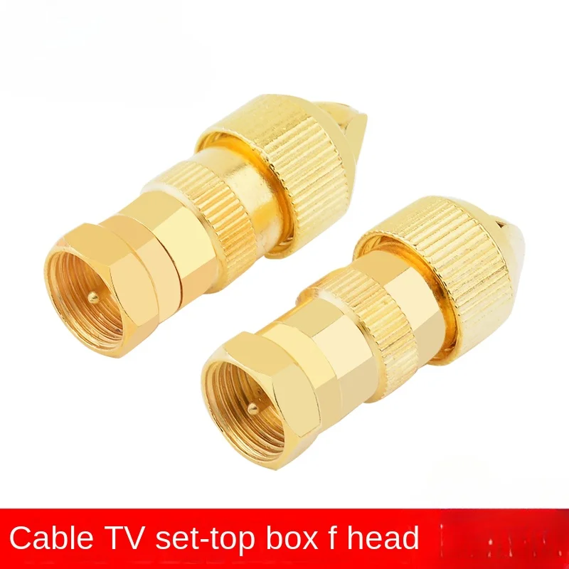 Gold-Plated Cable TV Connector with Bamboo Joint Head - No Soldering Required