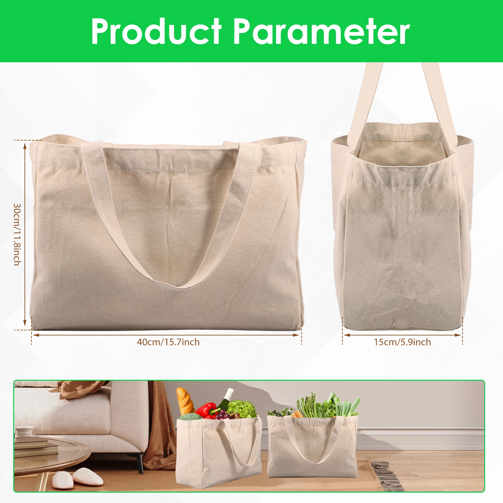 2/3 Buah Tas Belanja Kanvas Ta - Food Storage Hiking ulasan dan harga