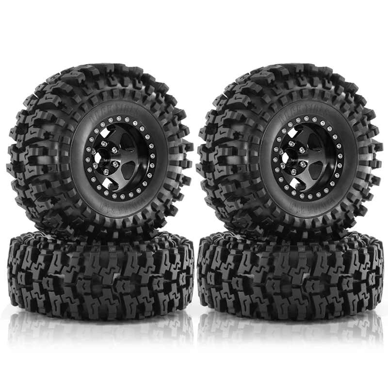 4Pcs 120Mm 1.9Inch Metal Beadlock Wheel Rim Rubber Tire Set For 1/10 RC Crawler Car TRX4 D90 D110 Axial SCX10-ELEC