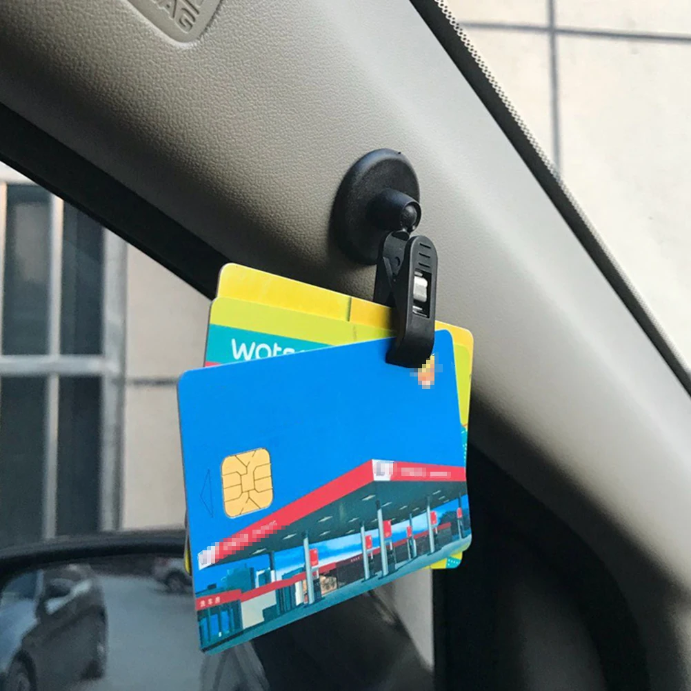 

2pcs Self-adhesive Vehicle-mounted Door Access Control Holder Multi-function Degree Rotation Bill Holder (Black)
