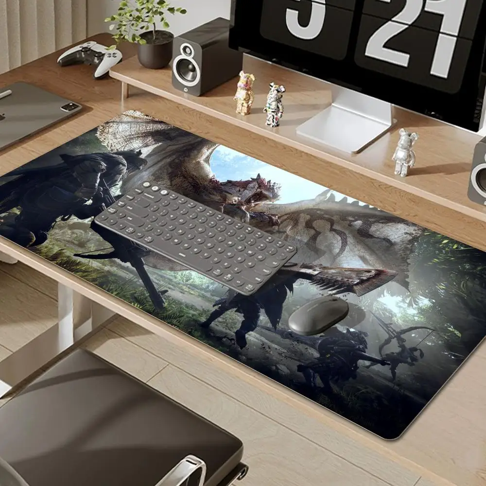 Podkładka pod mysz do gry Monster Hunter World Tapetes de Mesa Teclado Borracha Kawaii XXL 90x40cm Tapete de Mesa Antiderrapante — zdjęcie produktu 3