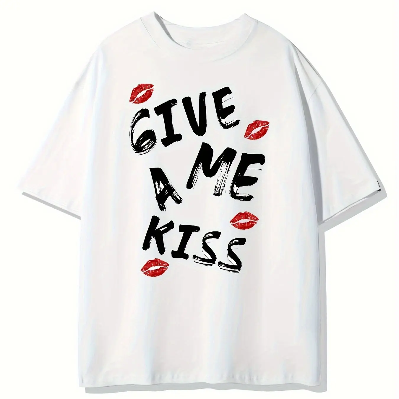 

Give Me A Kiss Graphic Printing Summer Autumn Winter Cotton Men's and Women's T-Shirts Short Sleeves Luxury Outdoor Sports Brand