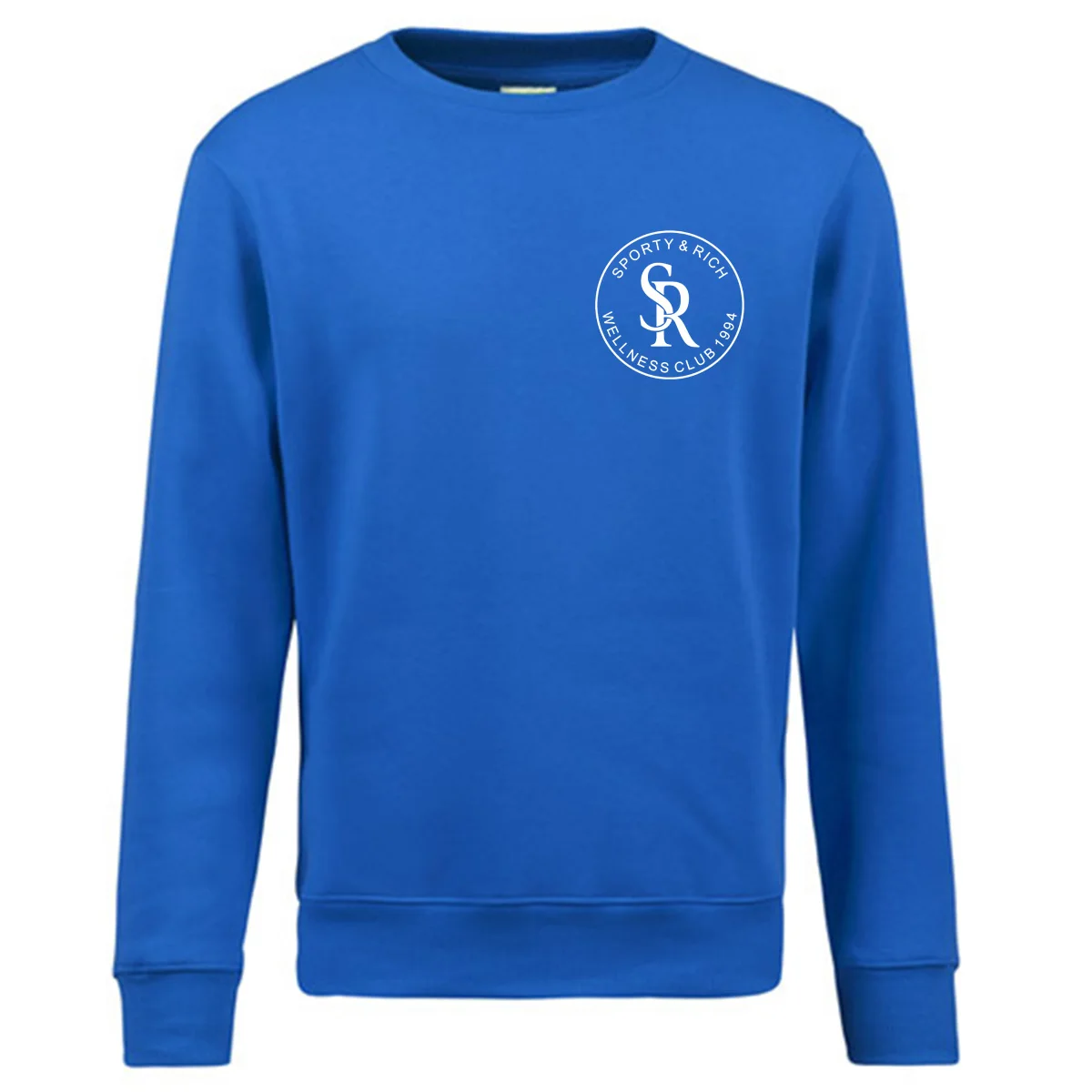 Sporty Make You Wellness Letters Printing Royal Blue Cotton Sweatshirts Women Crewneck Autumn Thick Fleece Warm Pullover