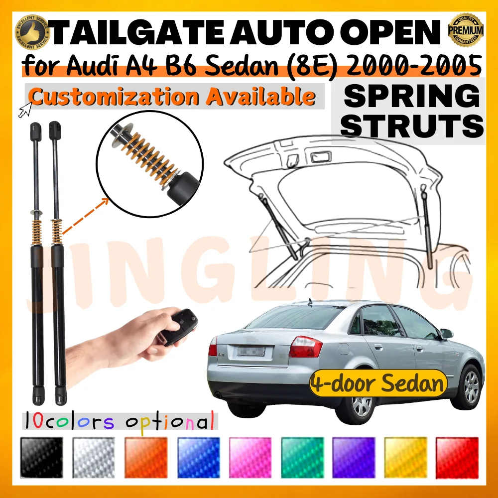 

Qty(2) Trunk Struts with Spring for Audi A4 B6 Sedan (8E) 2000-2005 Rear Tailgate Boot Dampers Lift Supports Shock Absorbers