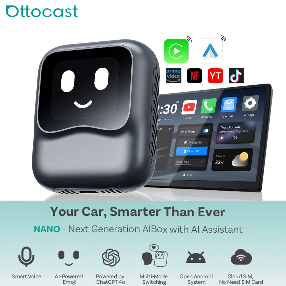 OTTOCAST OttoAibox NANO AI Box OTTOCAST Nano AI Box for CarPlay Android Auto