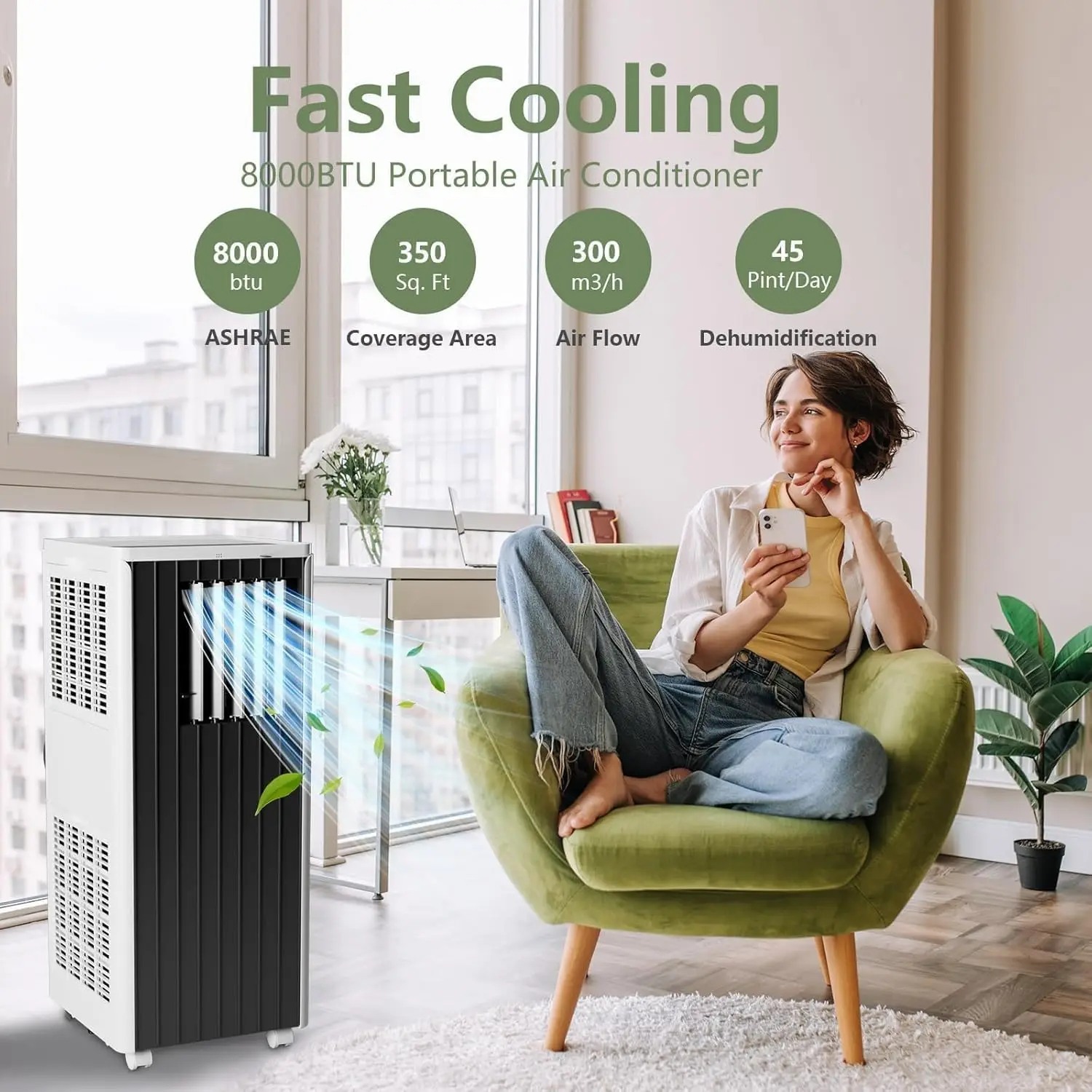 8000 BTU 3-in-1 Portable Air Conditioner