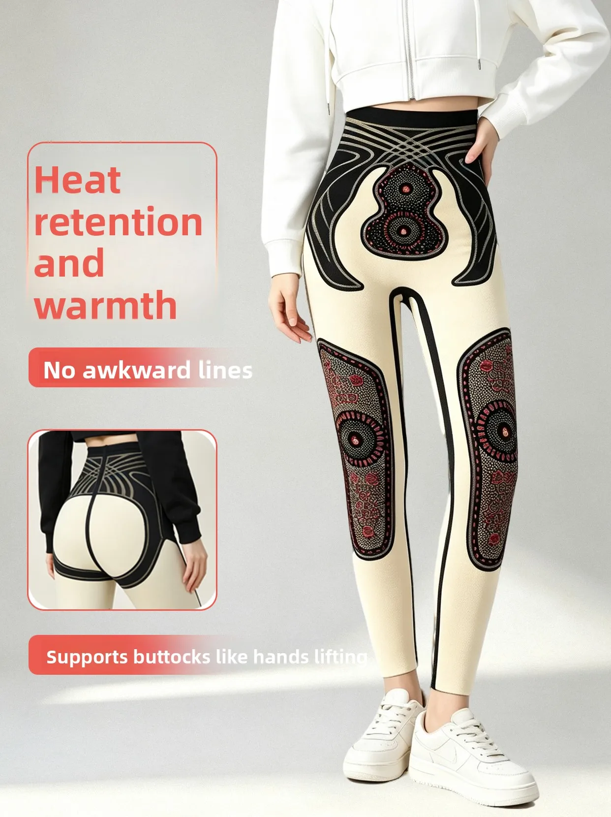 High Waist Thick Fleece Barbi Gourd Pants Women's Base Layer Outerwear Heating Warm Tummy Control Butt Lifting Knee Pad