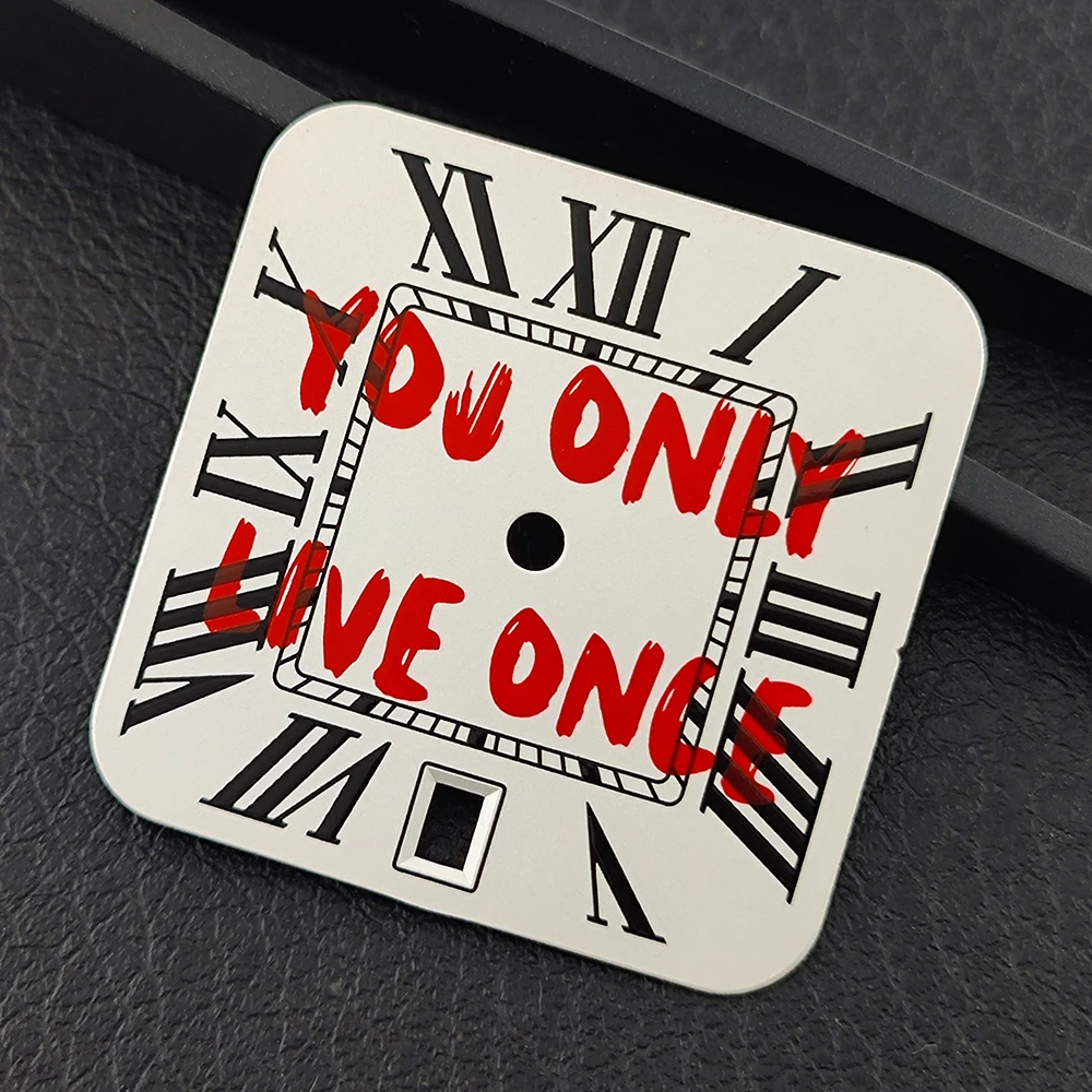 

27 мм NH35 циферблат nh36 циферблат YOU ONLA LIVE ONCE циферблат мужские часы римский квадратный циферблат мужские часы из нержавеющей стали детали часов Santos