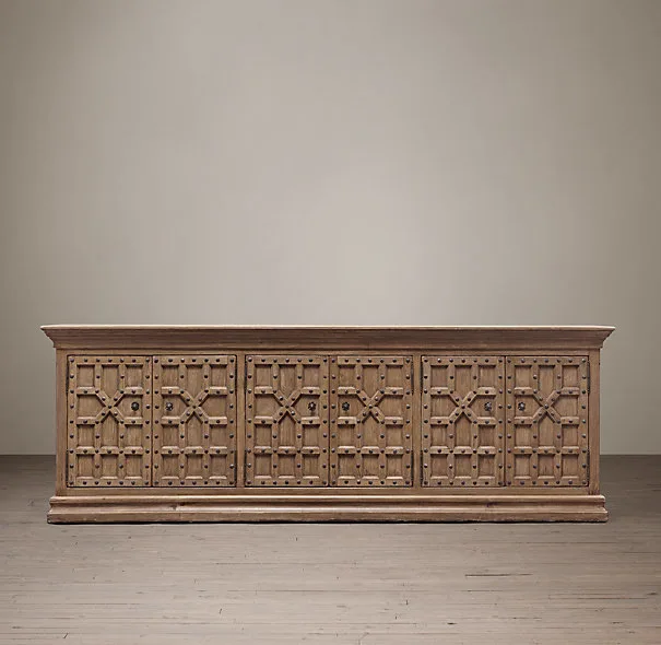 

French rural retro entrance cabinet British classical solid wood dining side cabinet