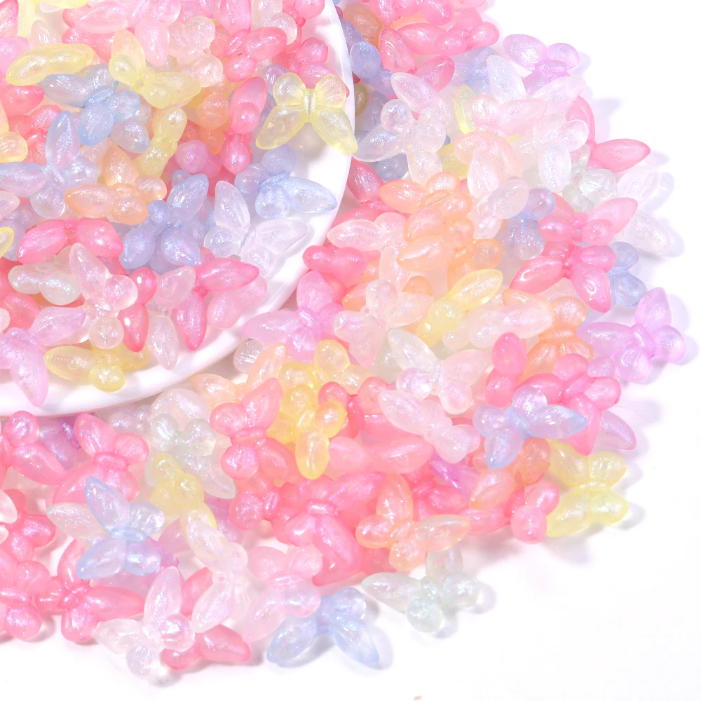 

50pcs Multicolor ​​Luminous​​ Acrylic Beads Butterfly Spacer Beads For Decoration Making Handmade Gift DIY Accessories