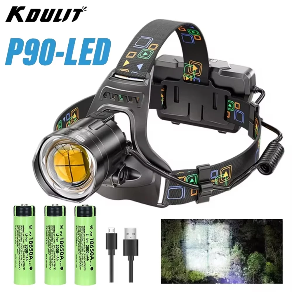 

XHP90 High Power LED Headlamp Waterproof Head Flashlight Camping Search Light USB Rechargeable Outdoor Emergency Fishing Lantern