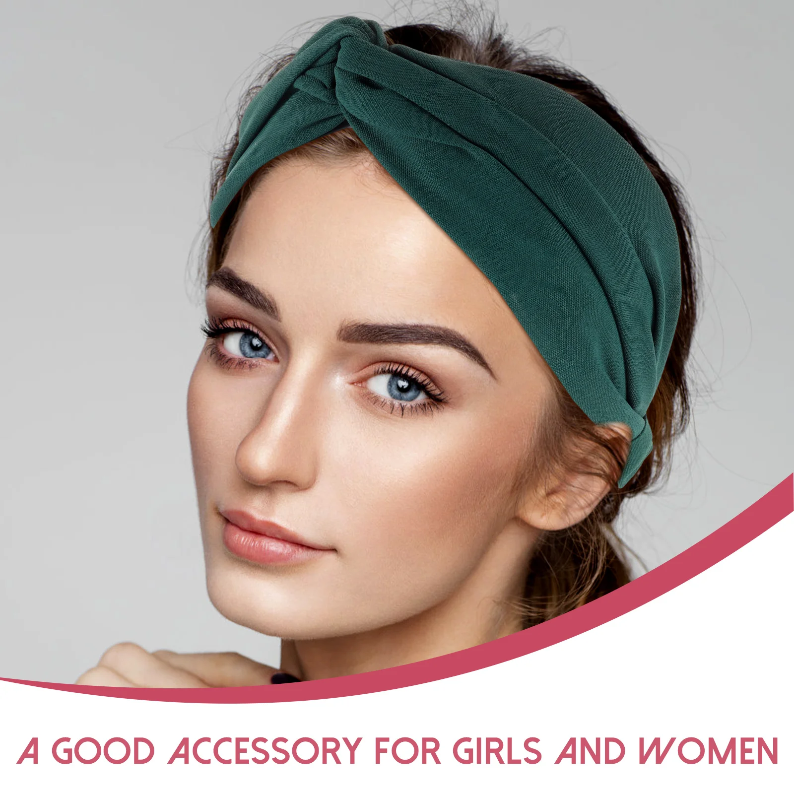 

2pcs Wide Headbands Elastic Knot Hair Accessories For Women Lightweight Twine Cross Head Wrap Cloth Gift Girls Dusty Pink Dark