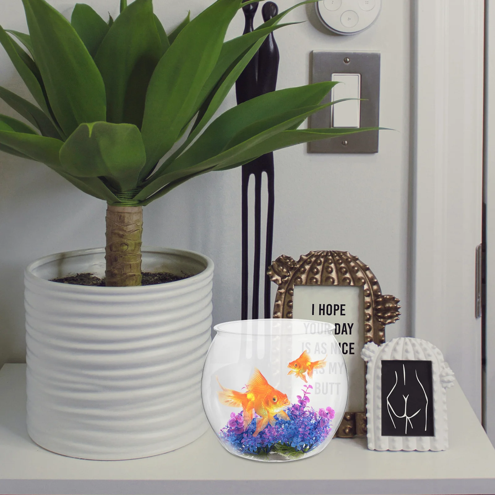 

Multifunctional Transparent Desktop Bowl Compact Plastic Container Micro Landscape Tank Durable Fish Bowl For Office Home Use