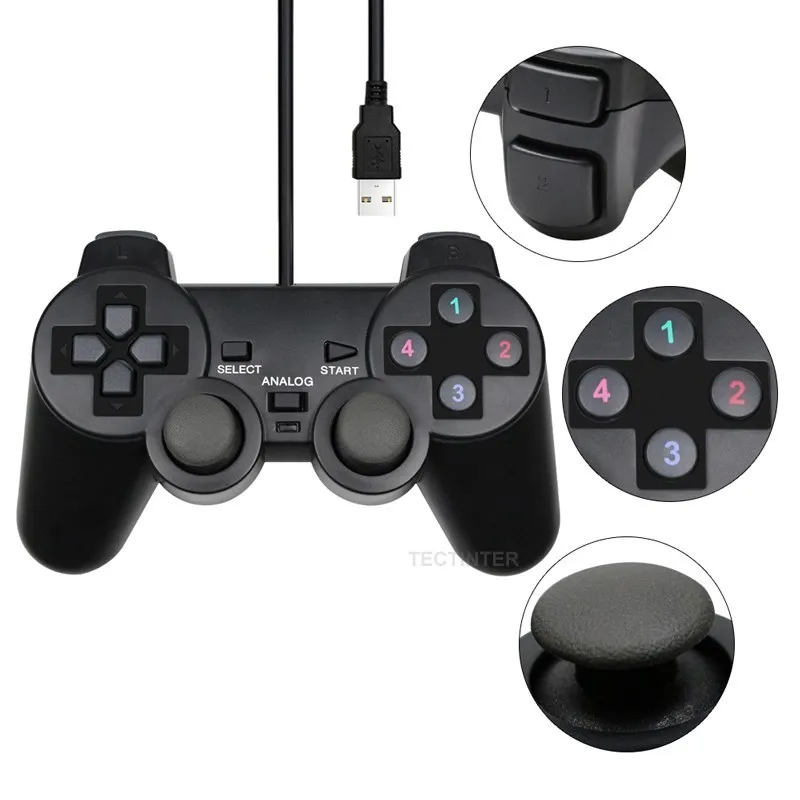 Przewodowy USB gra komputerowa kontroler dla WinXP/Win7/Win8/Win10 dla komputer stancjonarny Laptop czarny Gamepad Joystick