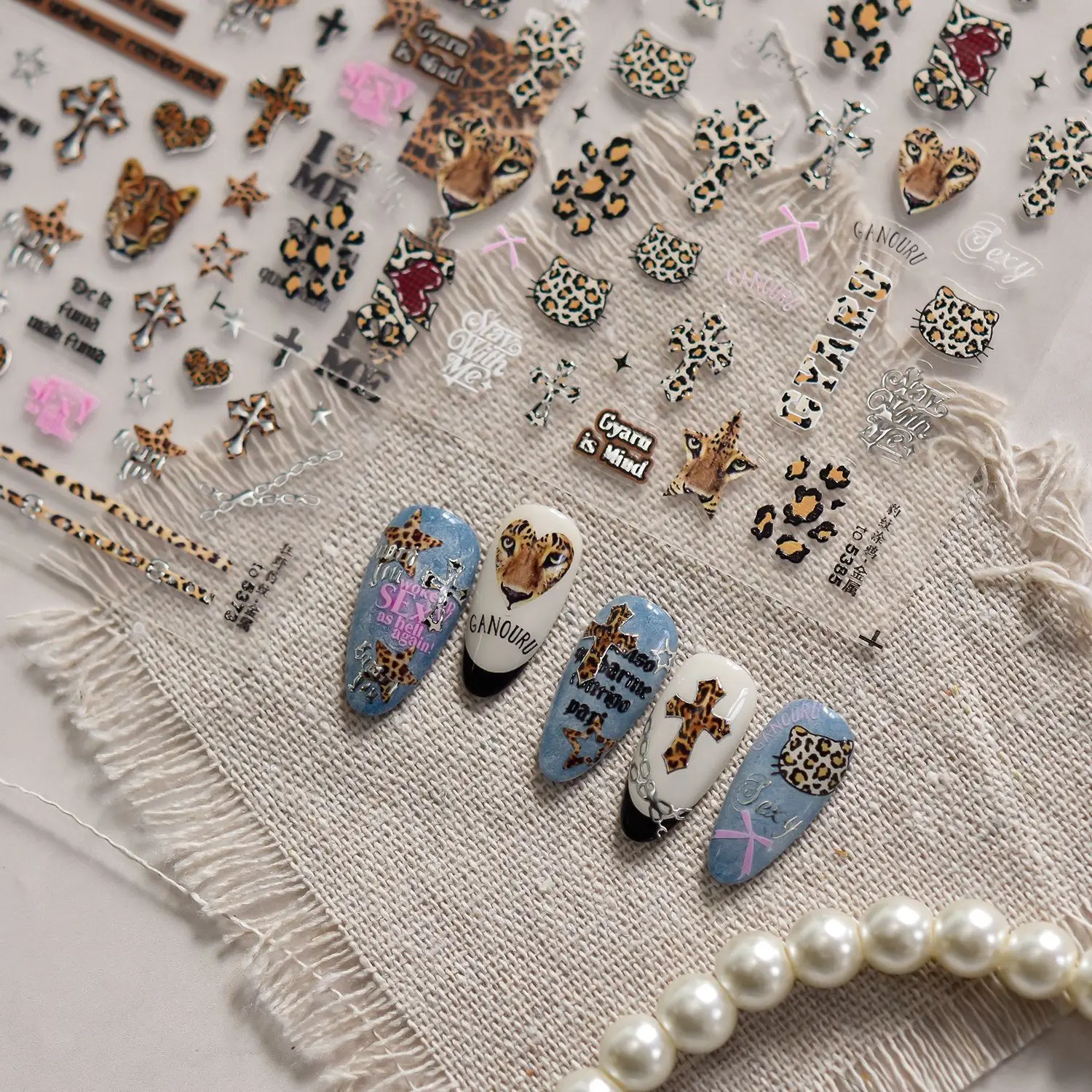 Stickers applied on natural nails with top coat