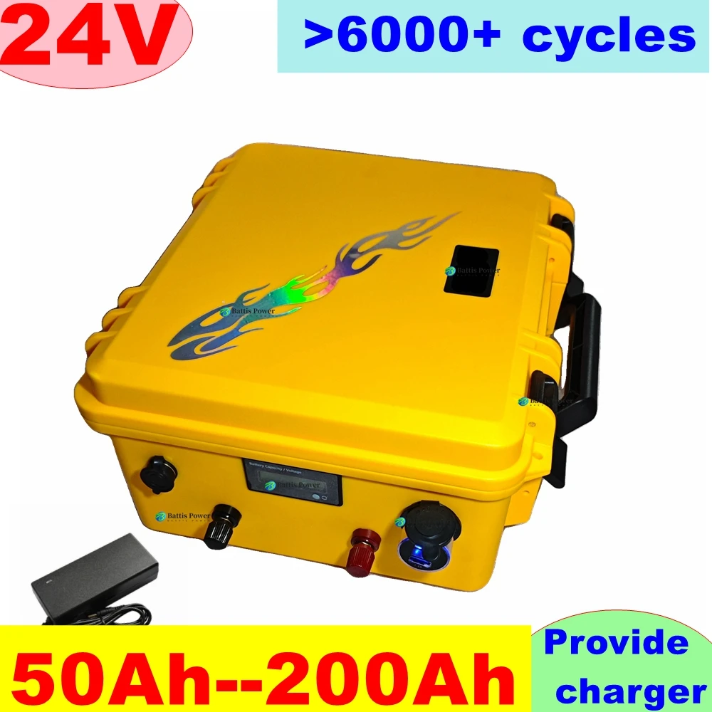 

LRKK LiFePO4 Аккумулятор 24 В 50 Ач 60 Ач 80 Ач 100 Ач 120 Ач 150 Ач 180 Ач 200 Ач Литиевый для 2 кВт троллингового двигателя Солнечная панель Открытый кемпинг