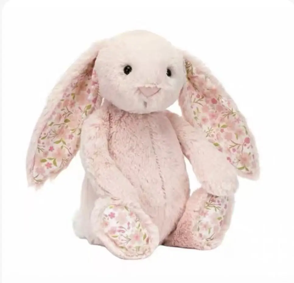 Hot Jc Bonnie Rabbit knuffel met bloemenoren Kawaii gevulde pop zacht bankkussen kinderverjaardagscadeau kamerdecoratie