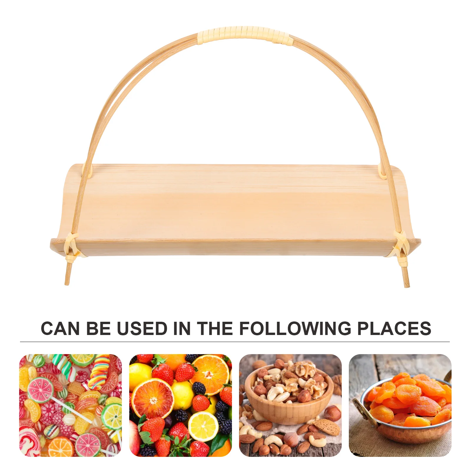 

Snack Tray Multi-Function Bamboo Dessert Plate Household Fruit Serving Tray Elegant Desktop Storage Solution for Candy Nuts