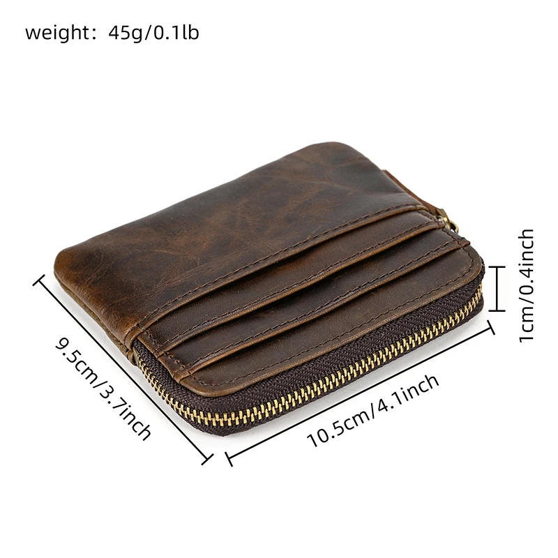 Genuine Leather Coin Wallet With Card Holder Unisex Crazy Horse Leather Card Holder Men Pocket Purse Women Small Gift Card Case