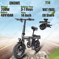 ENGWE T14 Folding Electric Bicycle 250W Motor 48V10AH Removable Battery 14 Inch Tire E-bike Adult City Riding Mini Electric Bike