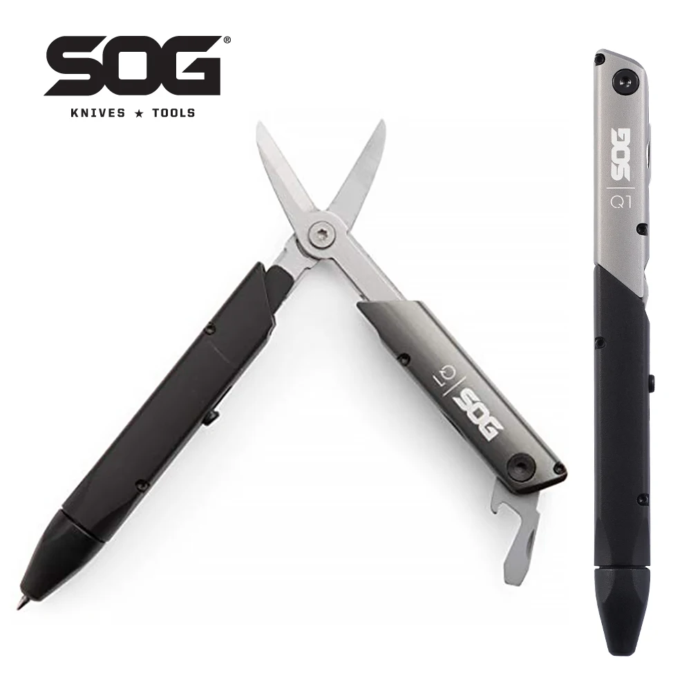 SOG BATON Q1 Multitool Tactical Pen Mini Folding Scissors foldable Screwdriver EDC Small Pocket Multi-purpose 4 tools kit set