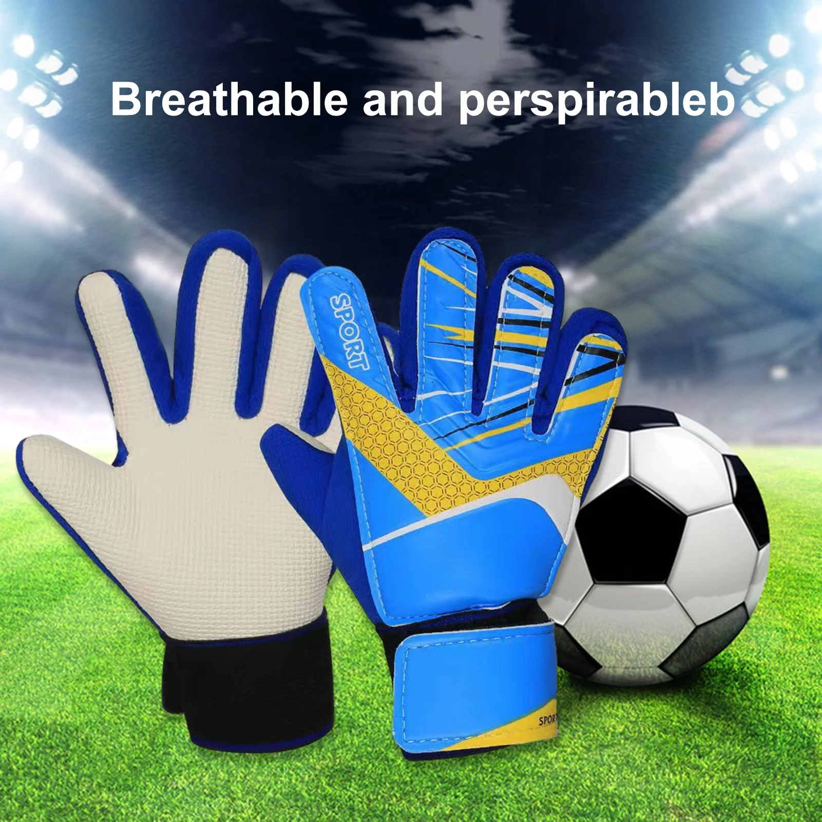 1 Pair Children Soccer Goalkeeper Gloves Goalie Gloves Non-slip Football Glove Kids Goalkeep Gloves Football Training Gloves