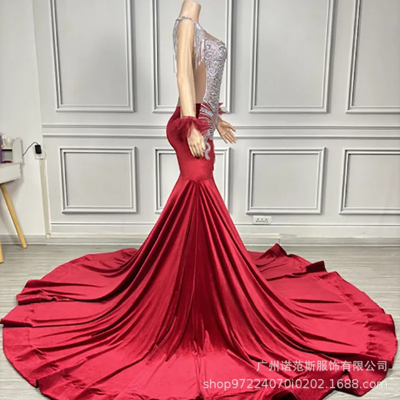 فستان الخطوبة والولائم نخب جوقة مضيفة مسابقة الأغنية الحمراء موصل كوكتيل حفلة سهرة فستان فيستدوس دي نوش أنيق