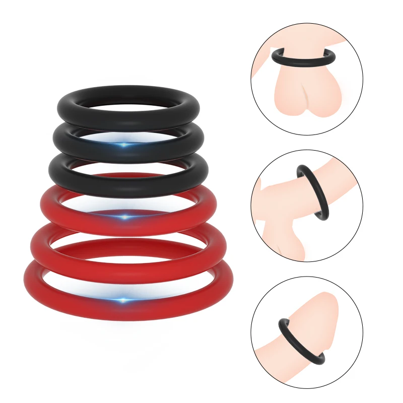 6 Sizes Silicone Penis Ring High Elasticity Semen Lock Ring Delay Ejaculation Time Lasting Cock Ring Adult Sex Toys For Men Gay