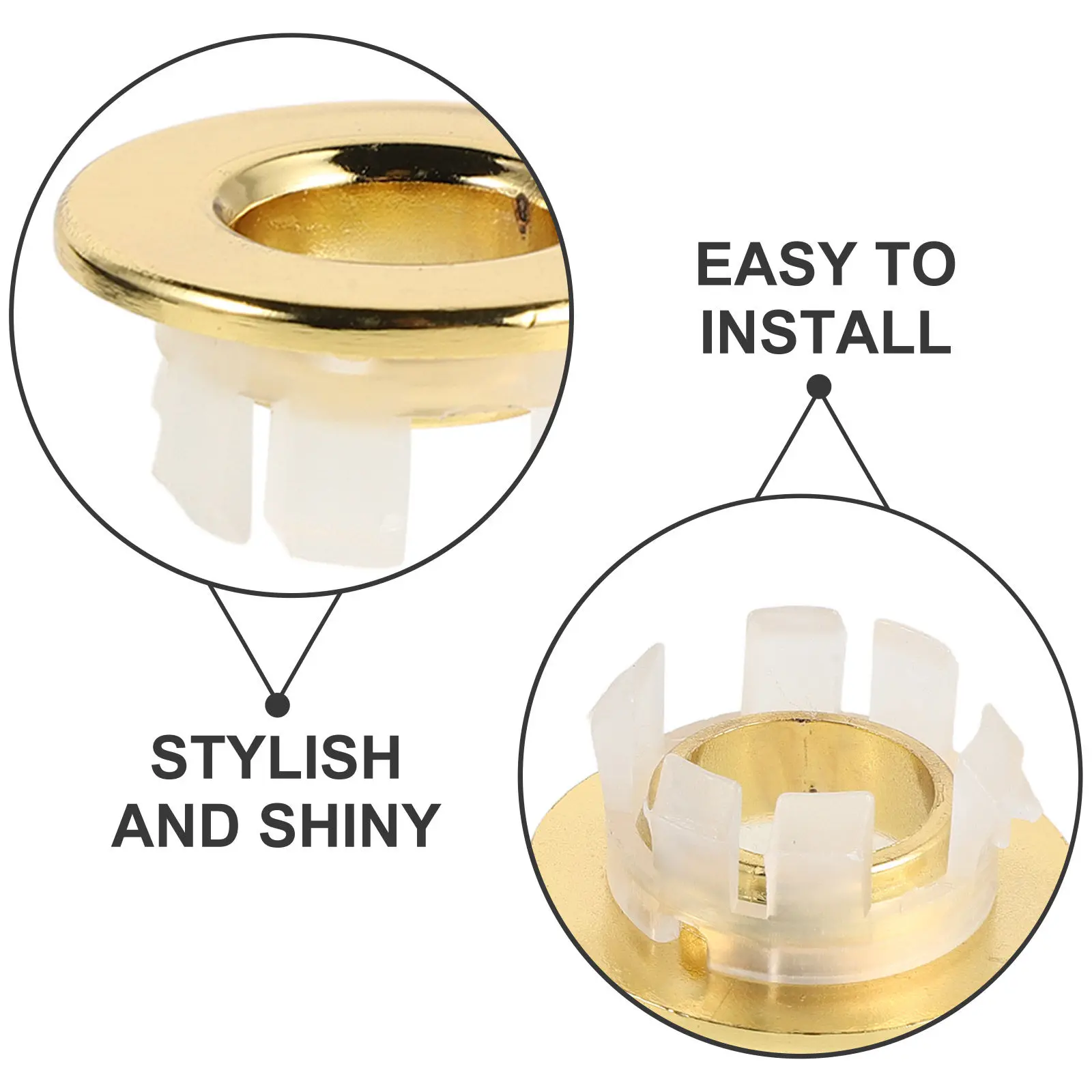 6Pcs Copper Overflow Ring Sink Basin Overflow Cover Trim Universal Hole Insert Drain Cap Bathroom Protection Sink Drain O Ring