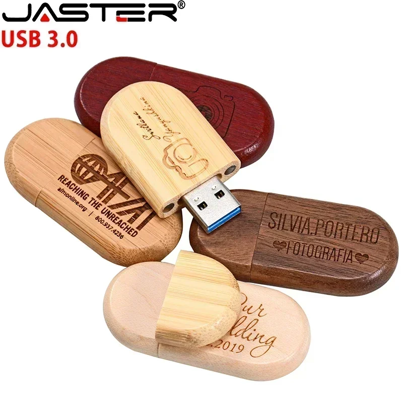 1PCS Free Custom Logo USB 3.0 Flash Drive 128GB Wooden Box Pen Drive 64GB Memory Stick 32GB Creative Wedding Gift Pendrive 16GB