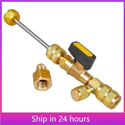 2022 R410A R22 Valve Core Remover Installer Tool with Dual Size 1/4 & 5/16 Port for R404A R407C R134A R12 R32 HVAC System