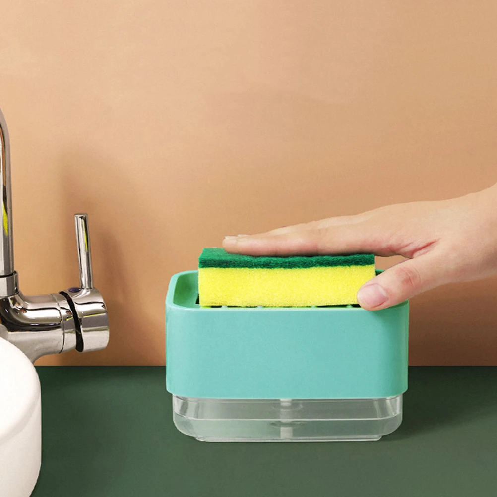 

2pcs Dish Soap Pump Dispenser Sponge Holder Plastic Kitchen Detergent Liquid Refillable Household Accessories