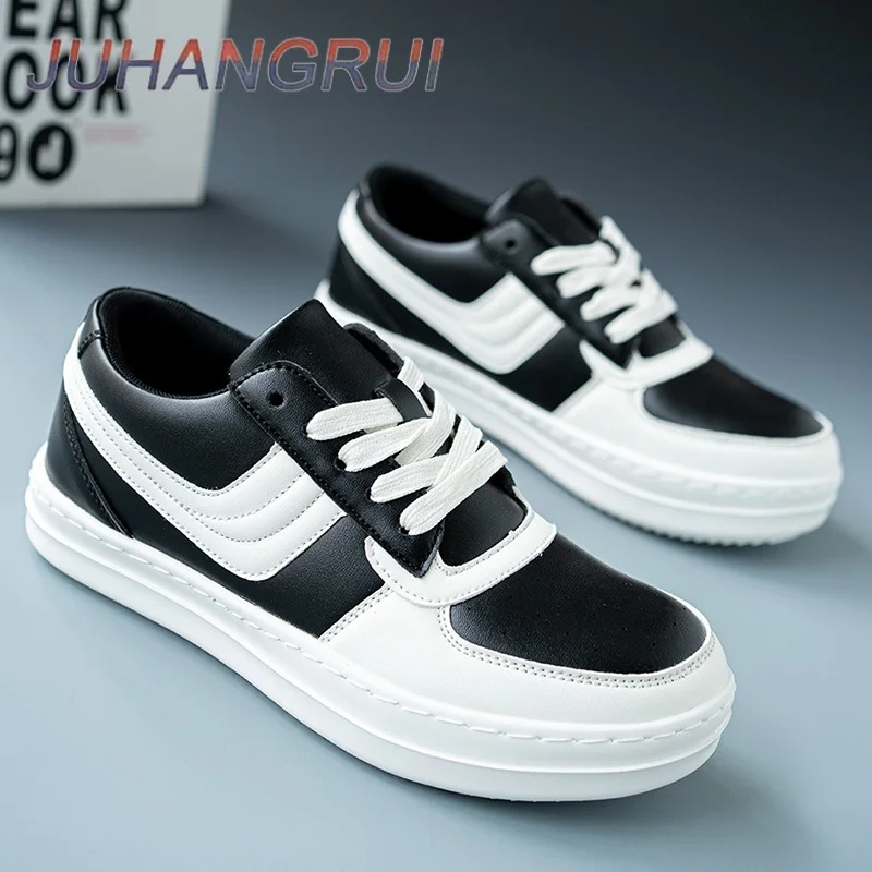 

Мужские кроссовки. Удобные дышащие туфли для доски. Уютная повседневная кожаная обувь с круглым носком на толстой подошве и плоском каблуке со шнуровкой. Спортивная обувь.