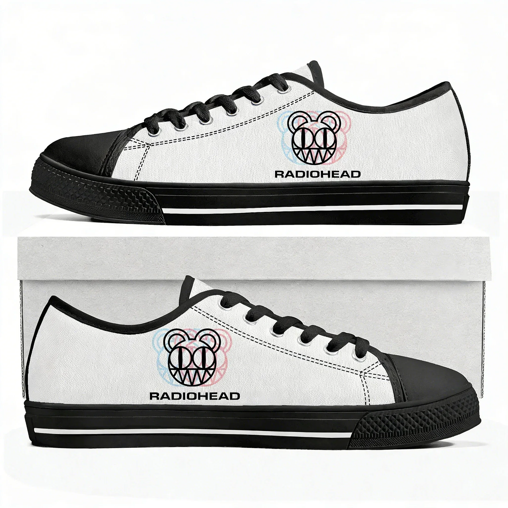 

Низкие кеды Radiohead Rock Band, мужские и женские, из канваса, высококачественная повседневная обувь для пар, персонализированные кроссовки, черные