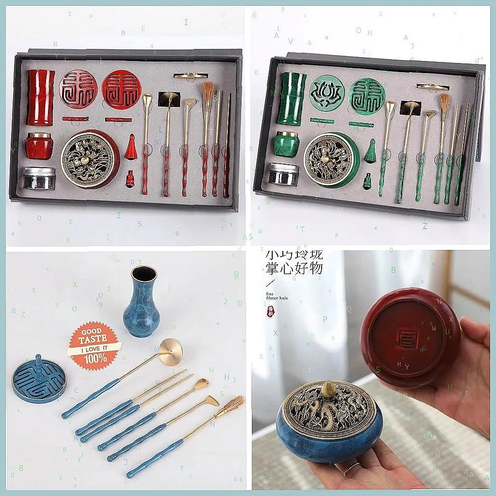 Pure Copper Aroma Seal Tool Set, Handcrafted Scented Wax Seal Stamp Mold Gift Box for Decor