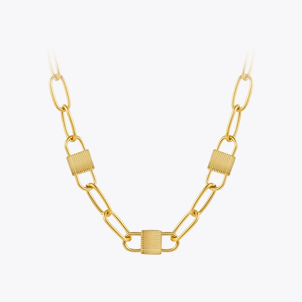 

ENFASHION Vintage Lock Necklaces For Women Key Choker Necklace Gold Color Stainless Steel Fashion Jewelry Gift Collares P203172