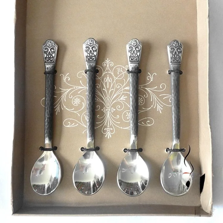 Hanrted Forged Coffee Spoon 80 Stainl Steel  Tea Spoon Gourmet Vintage Carved Crt Dining Utensils Coffee Tools