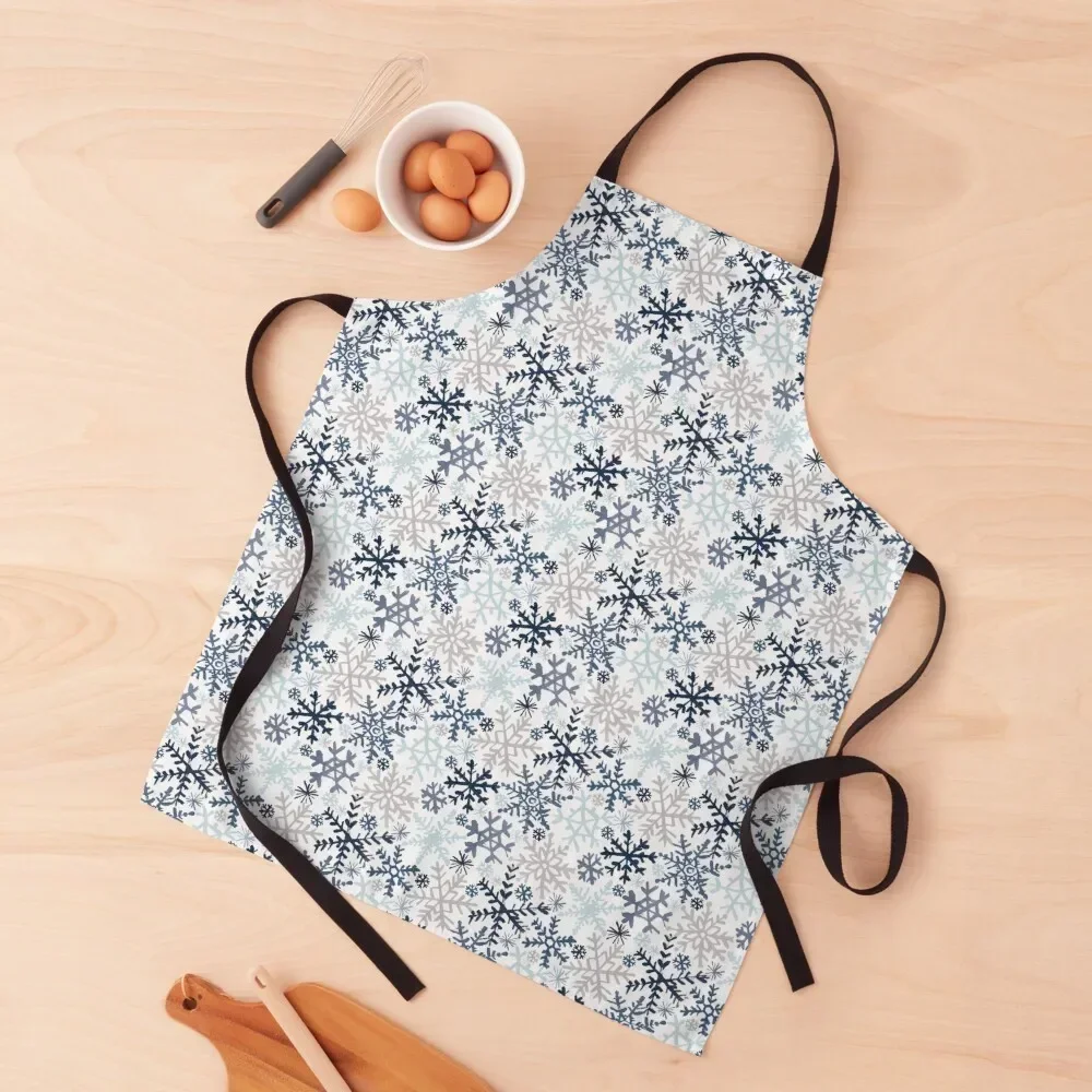 

Painted Snowflakes - Blue Apron Dress kitchen item Waterproof Apron