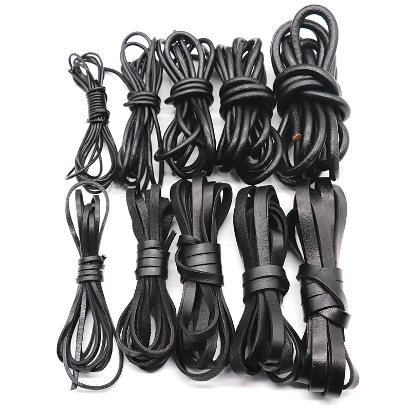 2meters/lot 1mm/2mm/3mm/4mm/5mm Round Cow Leather Cords Fit Bracelet Leather Rope String for DIY Jewelry Making Findings