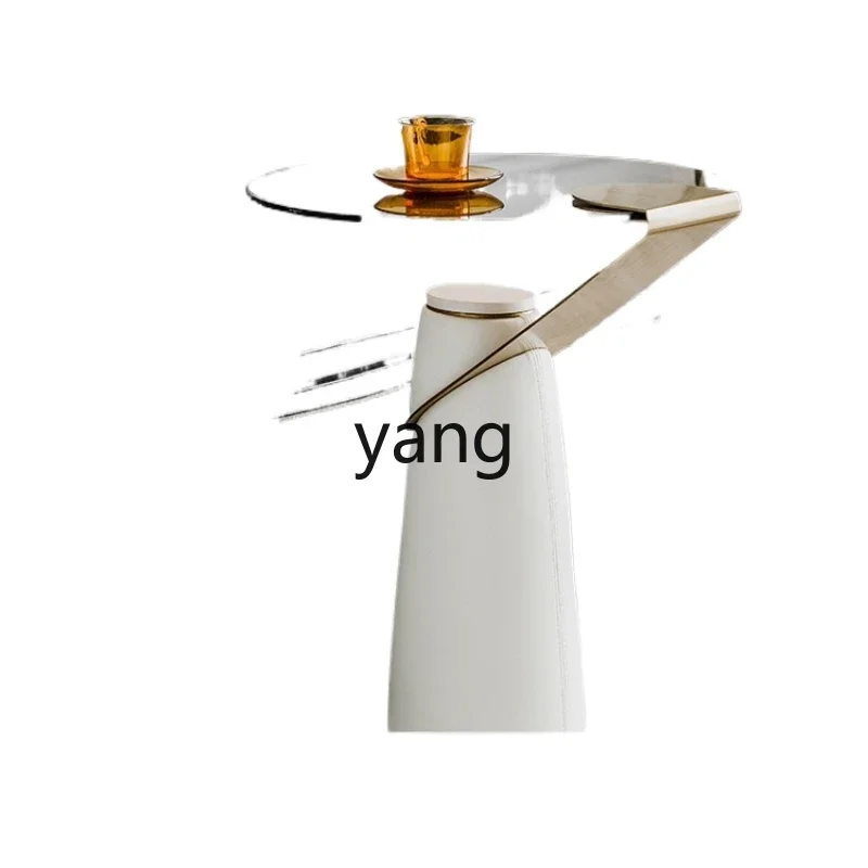 

LMM Modern Glass Coffee Table Living Room round Tea Table Small Apartment Bedroom Side Table