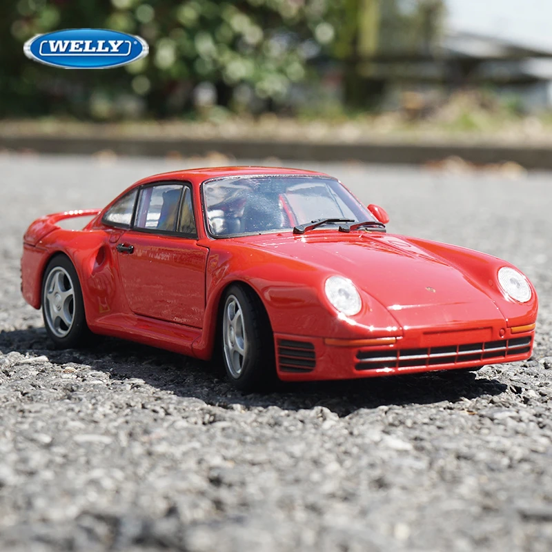 WELLY 1:24 Porsche 959 Alloy Classic Sports Car Model Diecast Metal Toy Vehicles Car Model Simulation Collection Childrens Gifts