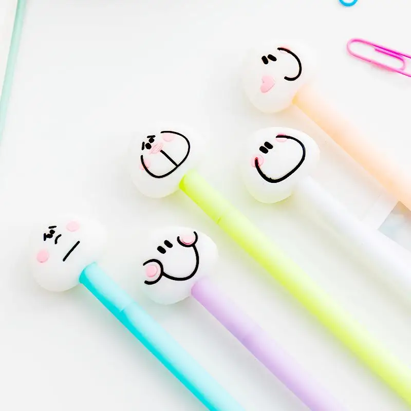 2PCs Cute Rice balls expression gel pen material stationery canetas escolar school office supplies