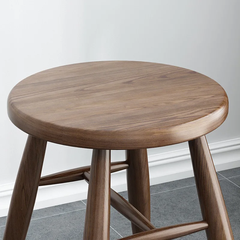 

Customizable Light Luxury Ash Wood Home Nordic Adult Chair Living Room High Stool Wood Bench
