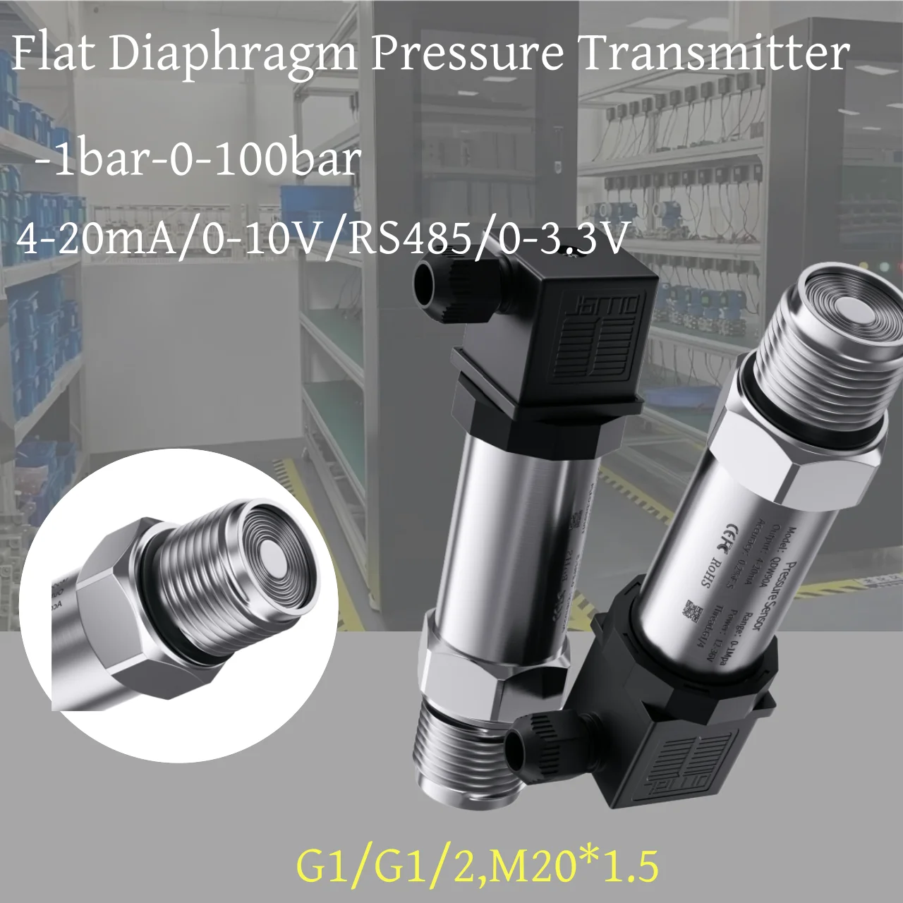 0.1bar 1bar 10bar 10Mpa شقة الحجاب الحاجز الضغط الارسال 4-20mA 0-10 فولت الحليب الغراء خزان الصحية الغذاء الصف فلوش RS485 #1