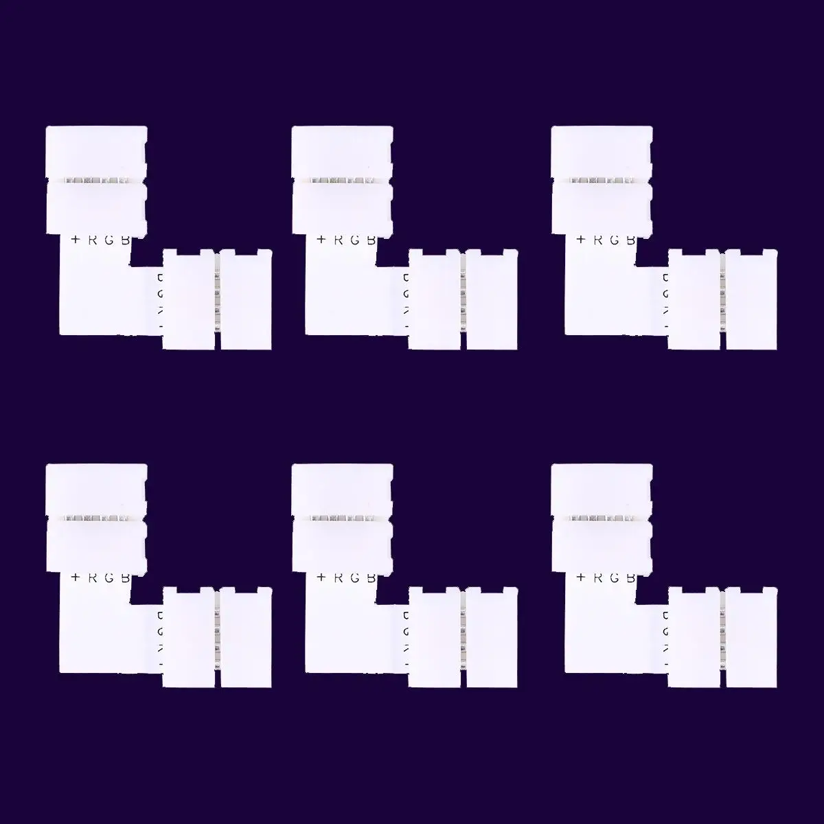 6 Pcs Led Strip Connector Strip Connector Solderless RGB5050 10mm White 3x3x04cm Easy Install Lighting Accessories