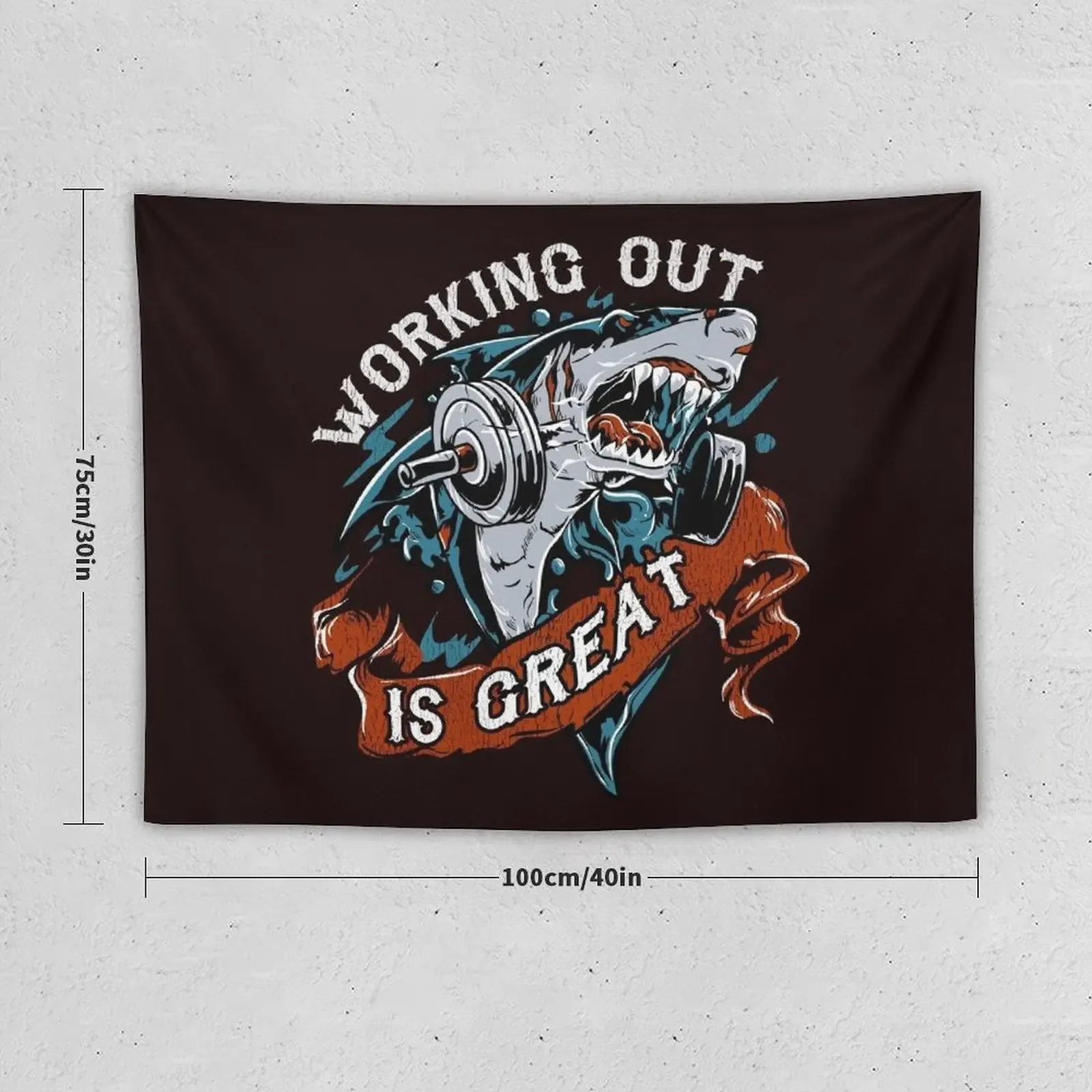 Shark Workout Weightlifting Powerlifting Bodybuilding Deadlifting Tapestry Decorative Wall Japanese Room Decor Tapestry