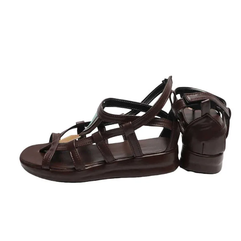 Link Cosplay Shoes Game Zelda Sandalias de piel sintética marrón para hombres y mujeres