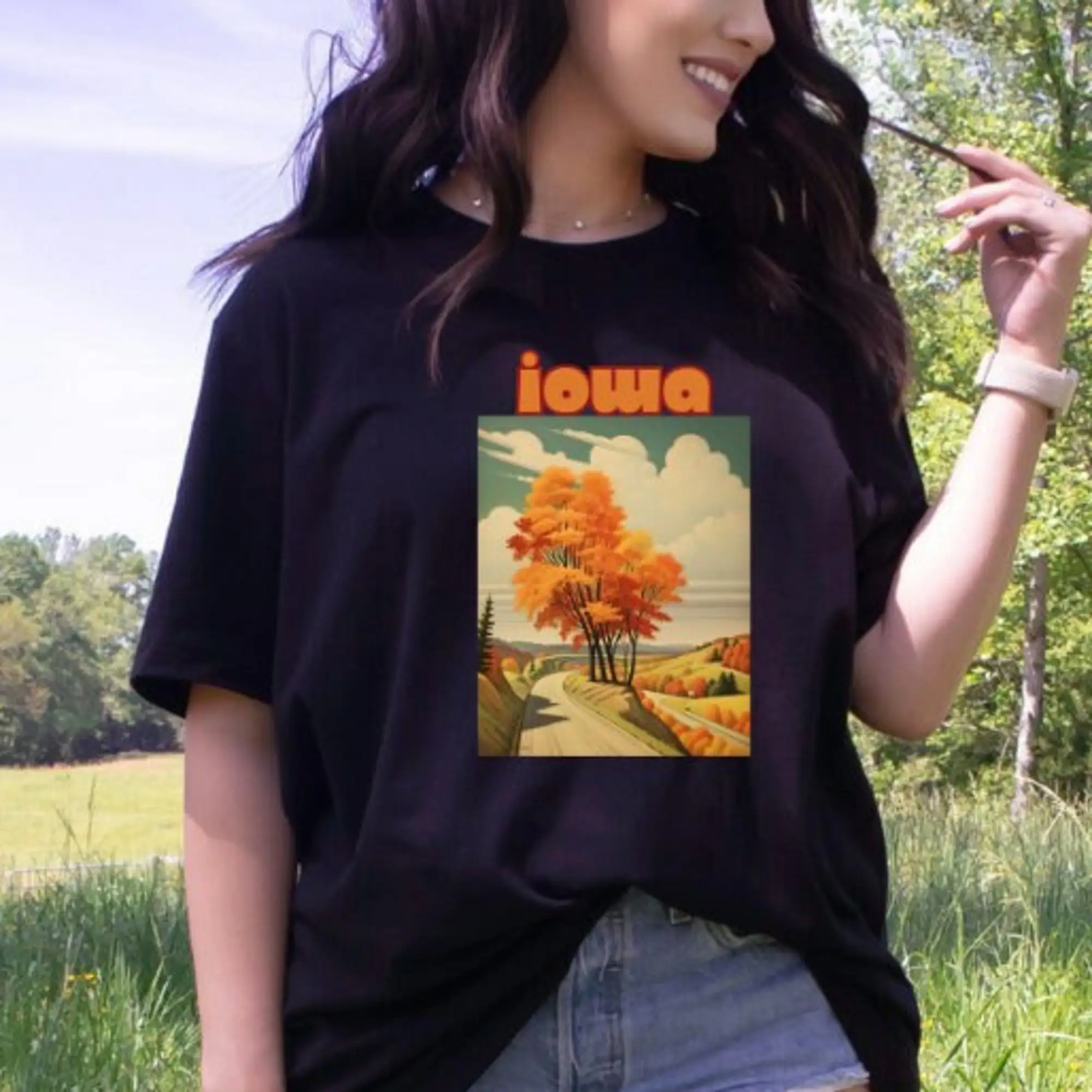 Iowa Heartland Souvenir T Shirt Midwest Farm Landscape Field Of Dreams State